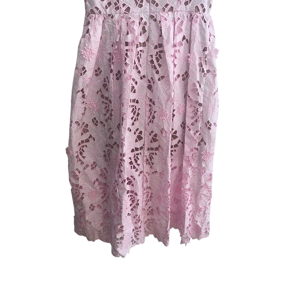 NEW NWT Self Portrait Pink Cotton Guipure Lace Midi Dress In Peony Light Pink - Picture 9 of 14